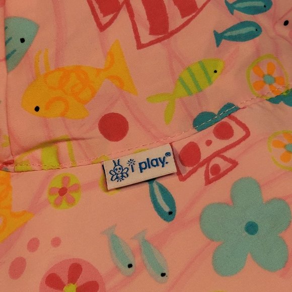 I Play Baby Bucket Sun Hat 0–6 Months Pink Fish Print UPF 50+ - Picture 6 of 8